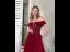 Chic / Beautiful Burgundy Prom Dresses 2021 A-Line / Princess Off-The-Shoulder Beading Crystal Sequins Short Sleeve Backless Floor-Length / Long Prom Formal Dresses