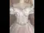 Chic Champagne Robe De Mariée 2019 Princesse V-Cou Manches Courtes Dos Nu Appliques En Dentelle Paillettes Perlage Glitter Tulle Chapel Train Volants