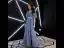 Elegant Pool Blue Evening Dresses  2019 A-Line / Princess V-Neck Rhinestone Lace Flower Sash Short Sleeve Backless Floor-Length / Long Formal Dresses
