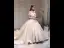 Bling Bling Champagner Brautkleider / Hochzeitskleider 2019 A Linie Off Shoulder Kurze Ärmel Rückenfreies Pailletten Perlenstickerei Glanz Tülle Kathedrale Schleppe Rüschen