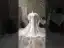 Luxury / Gorgeous Ivory Trumpet / Mermaid Wedding Dresses 2021 V-Neck Beading Pearl Lace Flower Long Sleeve Backless Cathedral Train Wedding
