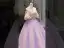 Flower Fairy Lavender Prom Dresses 2021 Ball Gown Off-The-Shoulder Sequins Lace Flower Appliques Backless Bell sleeves Floor-Length / Long Formal Dresses