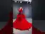 Inhabituel Rouge Volants en Cascade Robe De Mariée 2021 Robe Boule Volants V-Cou Sans Manches Dos Nu Chapel Train Mariage
