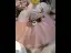 Chic / Beautiful Blushing Pink Short Lace Flower Bow Birthday Flower Girl Dresses 2024 Ball Gown Scoop Neck Short Sleeve Tulle