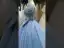 Scintillantes Bleu Ciel Glitter Robe De Bal 2021 Robe Boule Encolure Dégagée Gonflée Manches Courtes Noeud Dos Nu Longue Robe De Ceremonie