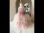 Chic / Beautiful Blushing Pink Pearl Rhinestone Cascading Ruffles Short Birthday Flower Girl Dresses 2024 Ball Gown Square Neckline Sleeveless Backless