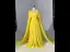 Atemberaubend Gelb Chiffon Gespaltete Front Ballkleider Mit Umhang 2024 Neckholder Festliche Kleider Reißverschluss Rüschen Lange Ärmellos A Linie