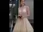 Illusion Doré Transparentes Robe De Soirée 2019 Princesse Col v profond Sans Manches Paillettes Perlage Glitter Tulle Train De Balayage Volants Dos Nu Robe De Ceremonie