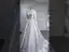 High-end Elegant Ivory Satin Wedding Dresses 2021 A-Line / Princess High Neck Beading Pearl Sequins Long Sleeve Sweep Train Wedding