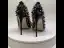 Unique Noire Soirée Escarpins 2019 Rivet 12 cm Talons Aiguilles À Bout Pointu Escarpins