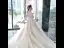 Victorian Style Champagne Wedding Dresses 2019 Ball Gown Off-The-Shoulder Puffy 3/4 Sleeve Backless Appliques Lace Beading Cathedral Train Ruffle