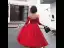 Chic / Belle Rouge Satin Robe De Bal 2020 Princesse Bretelles Spaghetti De l'épaule 3/4 Manches Perlage Ceinture Glitter Tulle Courte Volants Dos Nu Robe De Ceremonie