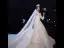 Style Chinois Champagne Robe De Mariée 2020 Robe Boule Col Haut 3/4 Manches Percé Appliques En Dentelle Glitter Tulle Cathedral Train