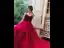 Chic / Belle Bordeaux Robe De Soirée 2020 Princesse Perlage Bretelles Spaghetti Sans Manches Longue Volants Dos Nu Robe De Ceremonie