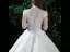 Meilleur Champagne Dentelle Robe De Mariée 2020 Robe Boule Transparentes Encolure Carrée Manches Courtes Appliques En Dentelle Perlage Chapel Train Volants