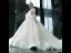 Luxury / Gorgeous Champagne Wedding Dresses 2020 Ball Gown V-Neck Short Sleeve Backless Glitter Tulle Appliques Lace Beading Cathedral Train Ruffle