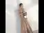 Vintage / Originale Champagne Robe De Soirée 2020 Princesse Col Haut Manches Courtes Perlage Longue Volants Dos Nu Robe De Ceremonie