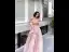 Sexy Rosa Abendkleider 2020 A Linie Spaghettiträger Perlenstickerei Perle Strass Pailletten Ärmellos Rückenfreies Gespaltete Front Lange Festliche Kleider