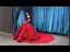 Luxury / Gorgeous Red Bridal Wedding Dresses 2023 Ball Gown Off-The-Shoulder Short Sleeve Backless Appliques Lace Chapel Train Cascading Ruffles