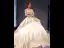 Haut de Gamme Champagne Transparentes Robe De Bal 2023 Robe Boule Encolure Carrée Manches Longues Perlage Glitter Appliques Paillettes Cathedral Train Volants Dos Nu