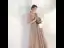 Chic / Beautiful Champagne Evening Dresses  2020 A-Line / Princess V-Neck Glitter Beading Lace Flower Rhinestone Sequins 1/2 Sleeves Backless Floor-Length / Long Formal Dresses