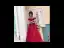 Chic / Belle Rouge Robe De Soirée 2020 Princesse De l'épaule Manches Courtes Ceinture Appliques En Dentelle Perlage Longue Volants Dos Nu Robe De Ceremonie