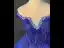 Vintage / Retro Royal Blue Beading Pearl Sequins Prom Dresses 2024 Ball Gown Off-The-Shoulder Sleeveless Backless Floor-Length / Long Prom Formal Dresses