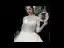 Vintage / Retro Champagne See-through Wedding Dresses 2020 Ball Gown High Neck 3/4 Sleeve Backless Flower Appliques Lace Beading Pearl Cathedral Train