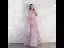 Elegante Pink Abendkleider 2020 A Linie V-Ausschnitt Ärmellos Applikationen Pailletten Glanz Tülle Lange Rüschen Rückenfreies Festliche Kleider