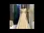 Vintage / Originale Champagne Robe De Soirée 2020 Princesse Col Haut Manches Courtes Appliques Paillettes Longue Volants Dos Nu Robe De Ceremonie