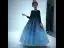 Chic / Beautiful Navy Blue Gradient-Color Suede Winter Birthday Flower Girl Dresses 2020 Ball Gown Scoop Neck 3/4 Sleeve Glitter Tulle Floor-Length / Long Ruffle