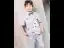 Mode Gris Bleu Ciel Costume Garçon Mariage 2021 Manches Courtes Noeud Cravate