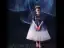 Chic / Beautiful Royal Blue Gradient-Color White Birthday Flower Girl Dresses 2020 Ball Gown Scoop Neck 1/2 Sleeves Bow Sash Sequins Tassel Tea-length Ruffle