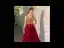 Haut de Gamme Rouge Robe De Bal 2020 Princesse V-Cou Sans Manches Perlage Paillettes Fendue devant Longue Volants Dos Nu Robe De Ceremonie