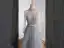 High-end Grey Beading Rhinestone Sequins Evening Dresses  2021 A-Line / Princess High Neck Long Sleeve Sash Floor-Length / Long Formal Dresses