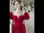 Eleganta Burgundy Satin Balklänningar 2021 Prinsessa Beading Pösigt Urringning Korta ärm Bal Långa Formella Klänningar