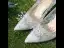 Elegant Grey Lace Flower Wedding Shoes 2022 8 cm Stiletto Heels Pointed Toe Wedding Pumps High Heels