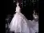Luxury / Gorgeous Champagne Bridal Wedding Dresses 2020 Ball Gown Off-The-Shoulder Short Sleeve Backless Beading Appliques Sequins Glitter Tulle Cathedral Train Ruffle