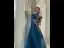 Vintage / Retro Royal Blue Satin Prom Dresses 2021 A-Line / Princess Scoop Neck Short Sleeve Backless Bow Floor-Length / Long Prom Formal Dresses