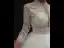 Vintage / Originale Blanche La Mariée Robe De Mariée 2020 Empire Transparentes Col v profond 3/4 Manches Appliques En Dentelle Perlage Volants Tribunal Train