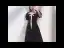 Style Victorien Noire de retour Robe De Graduation 2020 Princesse Encolure Carrée Gonflée Manches Courtes Noeud Mi-Longues Volants Dos Nu Robe De Ceremonie