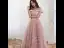 Chic / Beautiful Pearl Pink Evening Dresses  2020 A-Line / Princess Off-The-Shoulder Short Sleeve Glitter Polyester Floor-Length / Long Cascading Ruffles Backless Formal Dresses