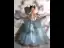 Chic / Beautiful Sky Blue Birthday Flower Girl Dresses 2020 Ball Gown V-Neck Sleeveless Backless Appliques Sequins Floor-Length / Long Ruffle