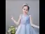 Chic / Beautiful Sky Blue Birthday Flower Girl Dresses 2020 Ball Gown Scoop Neck Sleeveless Appliques Star Short Ruffle