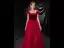 Vintage / Retro Burgundy Evening Dresses  2020 A-Line / Princess Square Neckline Short Sleeve Glitter Tulle Floor-Length / Long Ruffle Backless Formal Dresses
