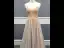 High End Champagner Durchsichtige Abendkleider 2020 A Linie Spaghettiträger Ärmellos Perlenstickerei Strass Sweep / Pinsel Zug Rückenfreies Rüschen Festliche Kleider