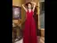 Fashion Red Evening Dresses  2020 A-Line / Princess V-Neck Sleeveless Beading Glitter Tulle Floor-Length / Long Ruffle Backless Formal Dresses