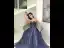 Élégant Bleu Marine Dansant Robe De Bal 2020 Princesse Bretelles Spaghetti Sans Manches Perlage Longue Volants Dos Nu Robe De Ceremonie