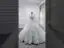 Luxe Blanche Transparentes La Mariée Robe De Mariée 2020 Robe Boule Encolure Dégagée Manches Longues Dos Nu Appliques Fleur Fait main Perlage Train De Balayage Volants