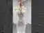 Luxe Blanche Transparentes La Mariée Robe De Mariée 2020 Trompette / Sirène Col Haut Manches Longues Appliques En Dentelle Fait main Perlage Train De Balayage